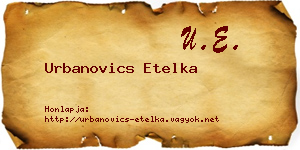 Urbanovics Etelka névjegykártya